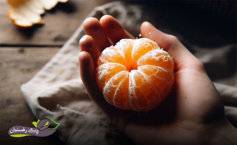 نارنگی در دست